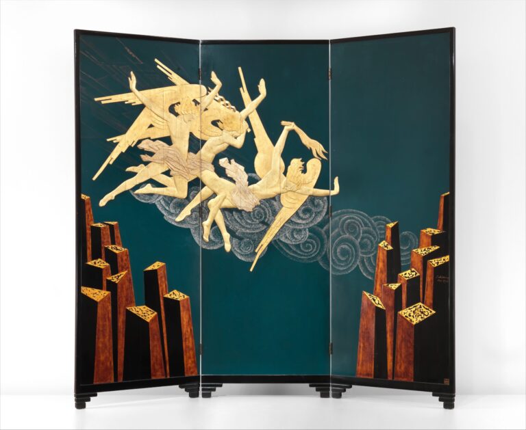 _Fortissimo__MET_DP292823 Fine art, antiques and collectibles valuations. Fortissimo, screen of Lacquered wood, eggshell, mother-of-pearl, gold by Séraphin Soudbinine (1867–1944) and Jean Dunand (1877–1942), Circa 1925.