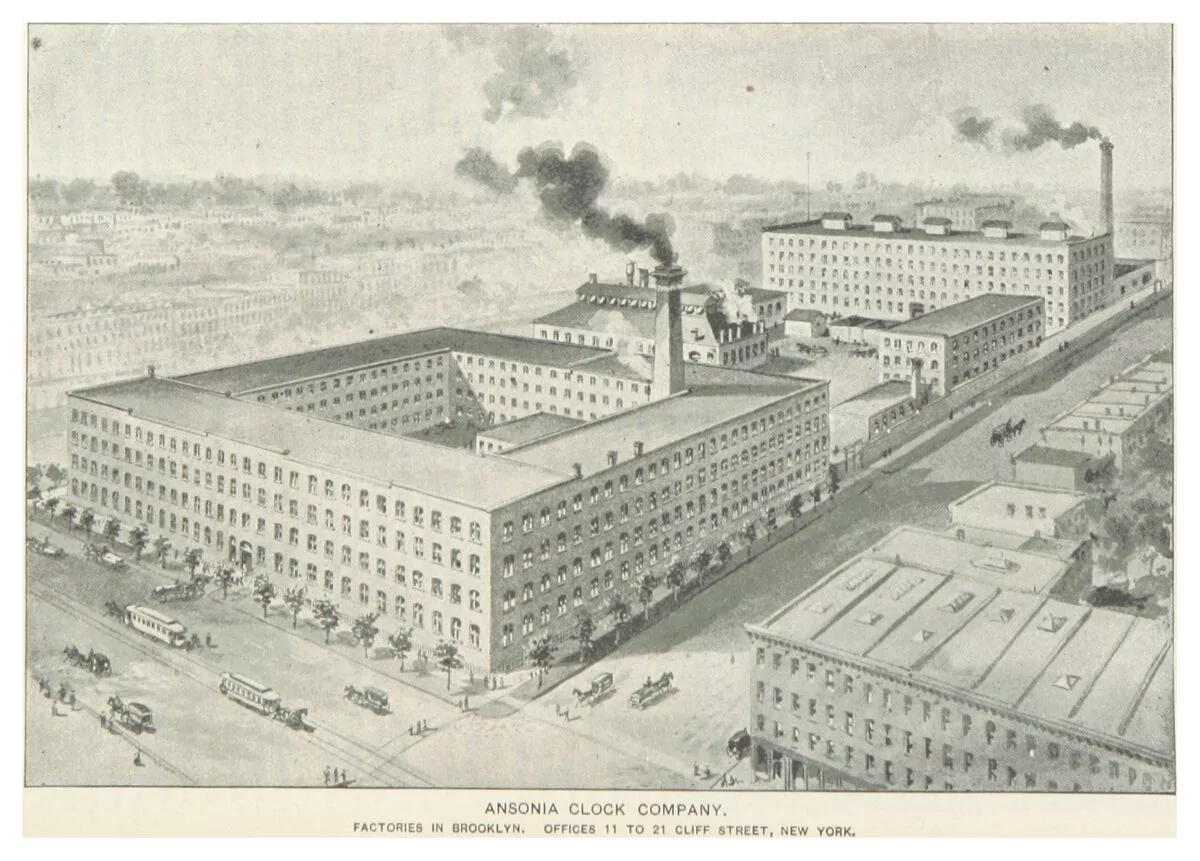 The Ansonia Clock Company, Brooklyn, New York, from page 927 of King’s Handbook of New York City,  by Moses King, Published 1893.