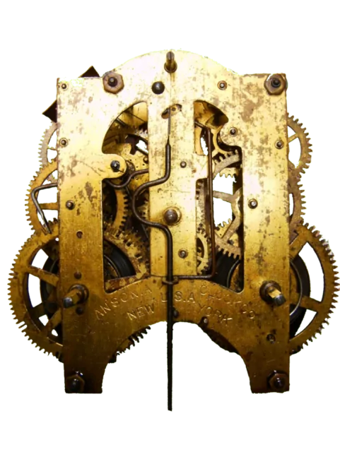Ansonia Clock Movement made from Stamped Brass, Late 19th Century. 