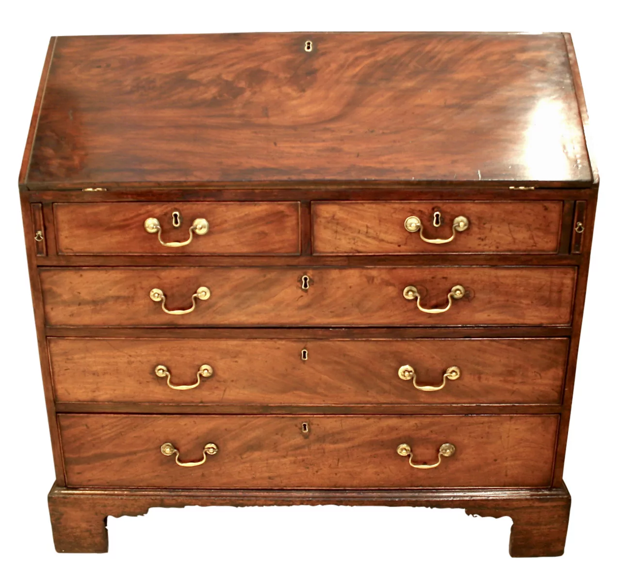 George III Mahogany Fall Front Bureau, c. 1780.