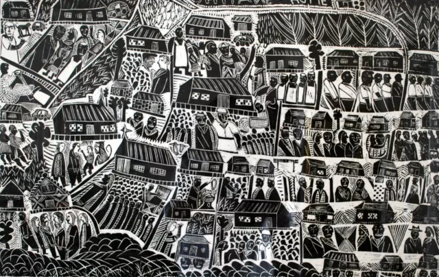 Linocut by John Muafangejo