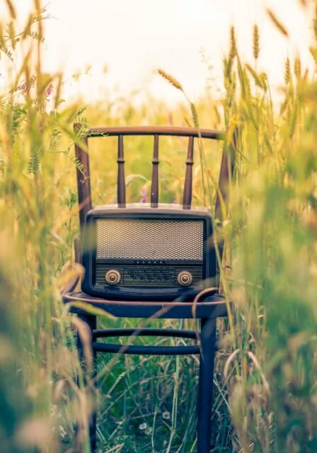 Antique chair with valve radio