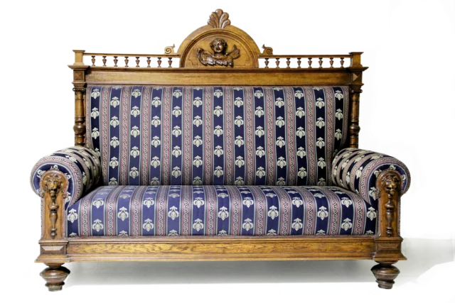 Victorian oak settee, circa 1890