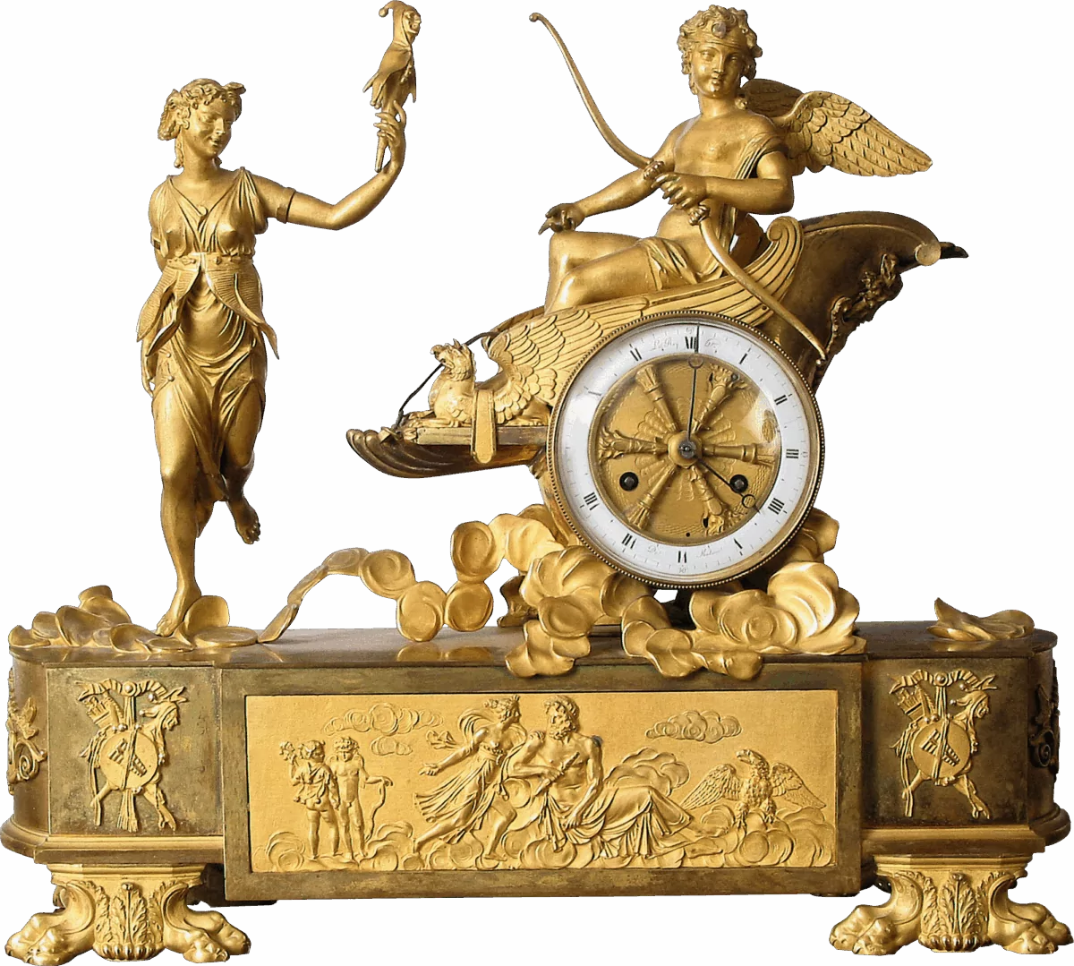 Antique French gilt bronze mantle clock Antique French Gilt Bronze Mantle Clock