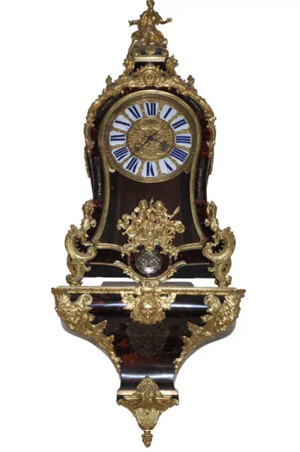Louis XVI style tortoiseshell and ormolu bracket clock, circa 1860