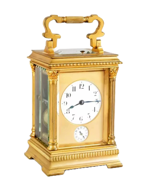 Pillared carriage clock with Corinthian columns, circa 1900