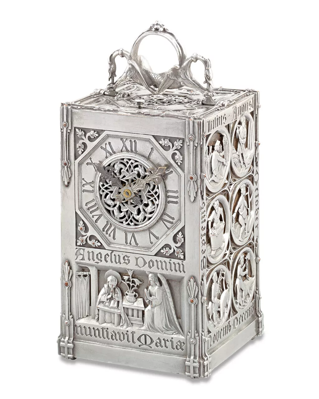 Silver Gothic Revival carriage clock by Lucien Falize. Circa 1878