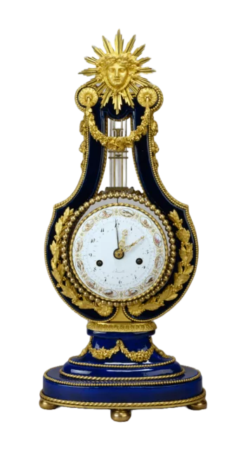 Lyre clock in Sèvres porcelain case with white enamel dial with signs of the zodiac painted by Jean Coteau (1739-1812). Clock by Dieudonné Kinable (act. 1780-1825). Photo credit: Walters Art Museum