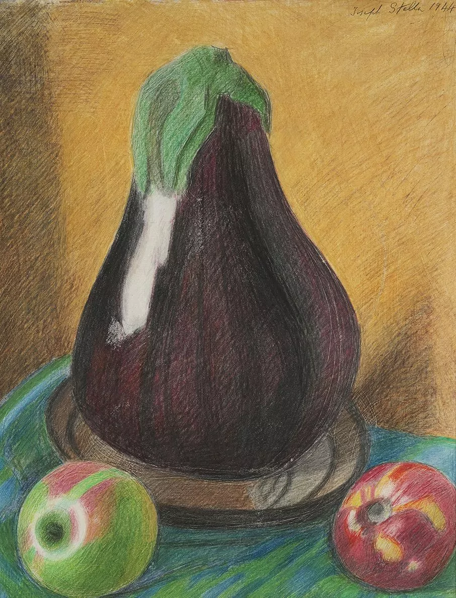 Eggplant, crayon and silverpoint on paper, 1944, by Joseph Stella (1877-1946)