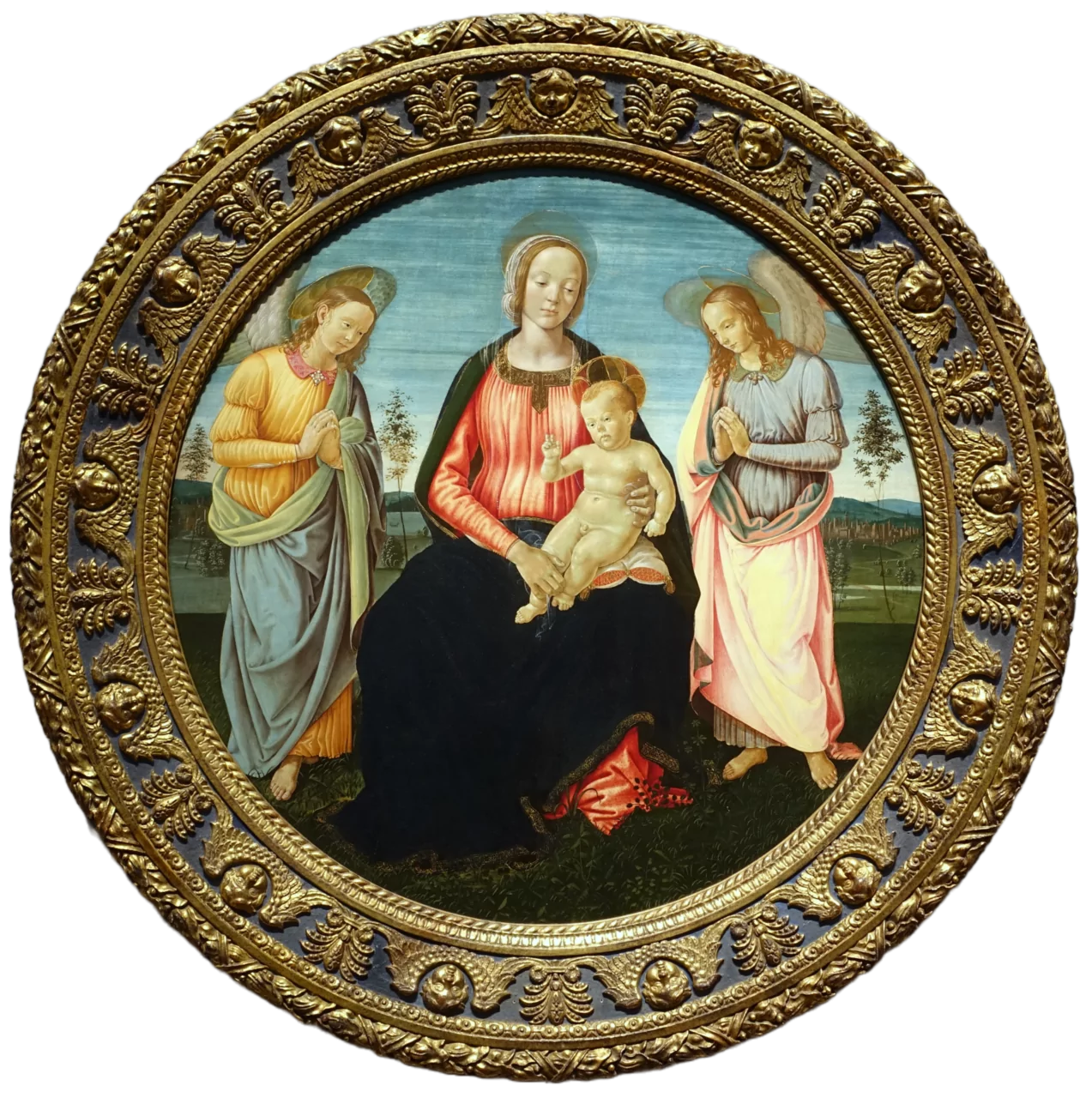 Madonna and Child with Two Angels, 1495, tempera on wood by Francesco Granacci (Italian, 1477-1543)