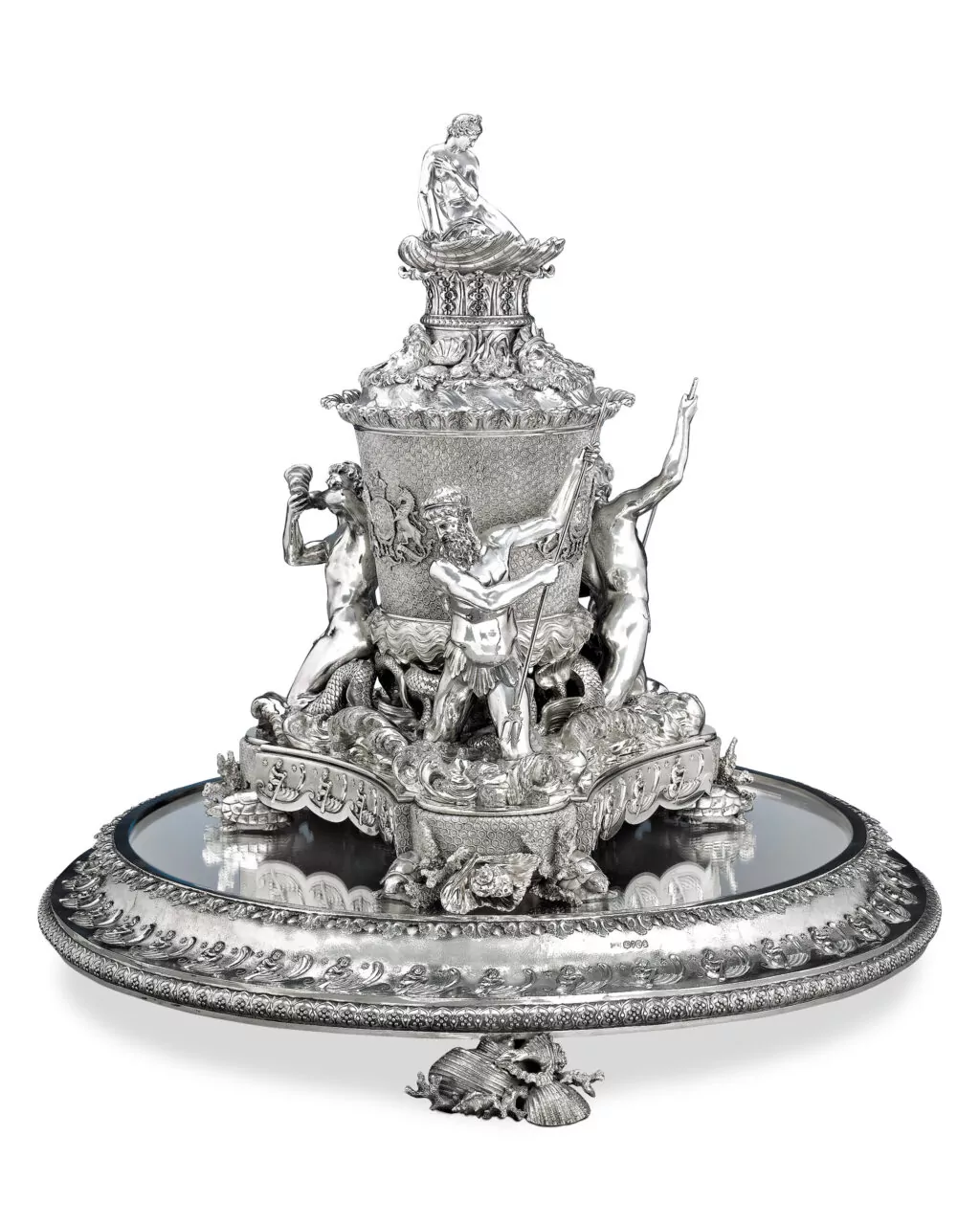 Regency silver ice pail from the Grand Service by Rundell, Bridge, and Rundell for King George IV of England. Hallmarked for Phillip Rundell, London, 1827