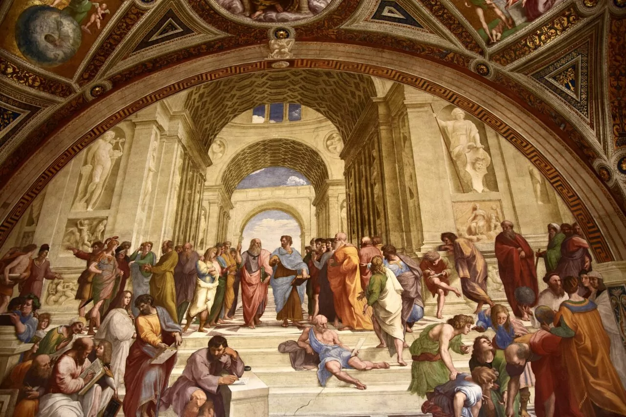 School of Athens Fresco, from the Stanza della Segnatura, Vatican Museums, 1509 by Raphael (1483-1520).