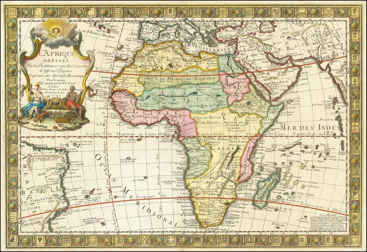 GUILLAUME DANET: L'Afrique Dressée Sur les Relations & nouvelles decouvertes de Differns Voyageurs… Map of Africa, 1732.