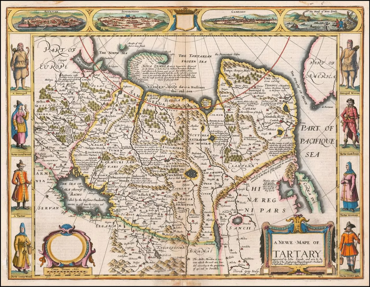 JOHN SPEED: A Newe Map of Tartary, first published in 1626, from the first world atlas produced in England.