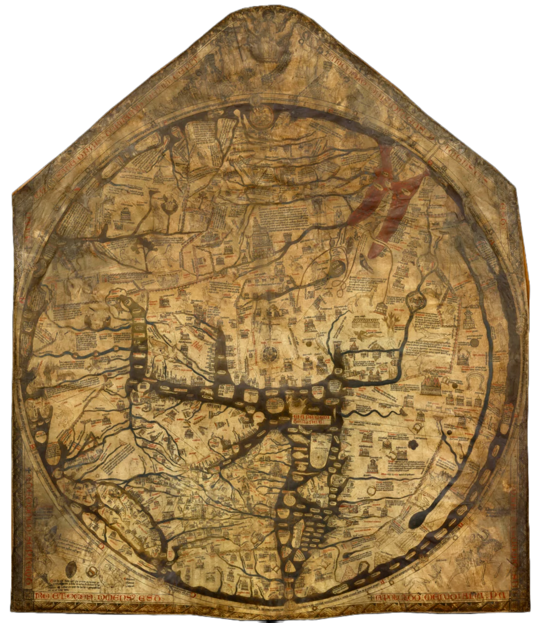 The Hereford Mappa Mundi, map of the known world, circa 1300.