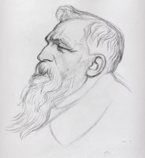 Auguste Rodin, chalk on paper by William Rothenstein (1872–1945).