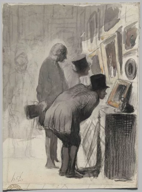 Honoré Daumier (French, 1808–1879), Circa 1863, Art Lovers, Mixed Media on Paper. 
