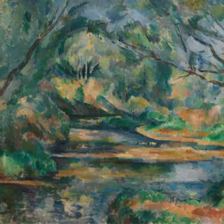 1958.20_print The Brook, c. 1895–1900. Paul Cezanne (French, 1839–1906). Oil on fabric; framed: 74.9 x 97.2 x 8.3 cm (29 1/2 x 38 1/4 x 3 1/4 in.); unframed: 59.2 x 81 cm (23 5/16 x 31 7/8 in.). The Cleveland Museum of Art, Bequest of Leonard C. Hanna Jr., 1958.20